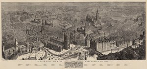 Et fugleperspektiv av Manchester i 1889